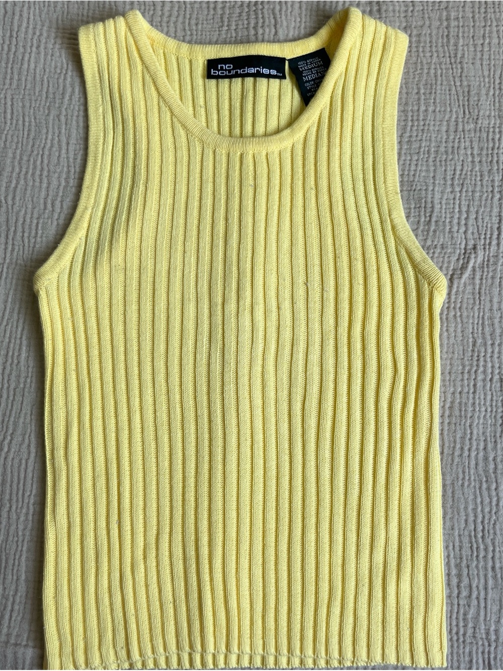 No Boundaries Pale Yellow Ribbed Tank